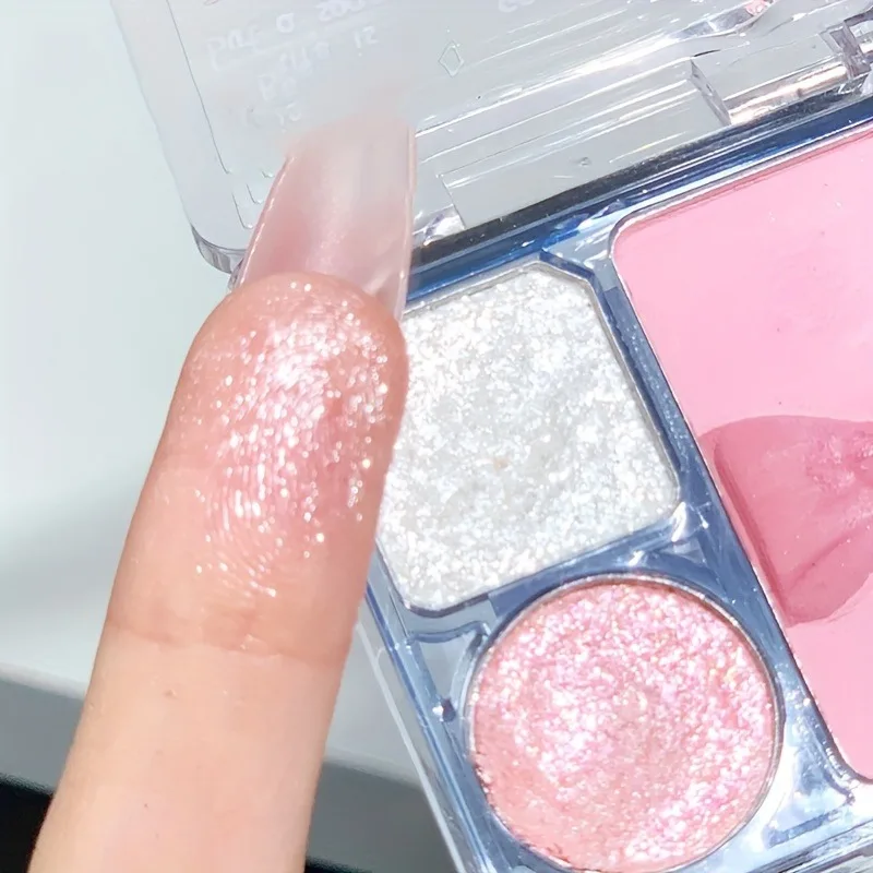 Palette di ombretti a 4 colori Glitter Matte Green Brown Shimmer Ombretto duraturo impermeabile Evidenziatore Cosmetici per il trucco per la festa