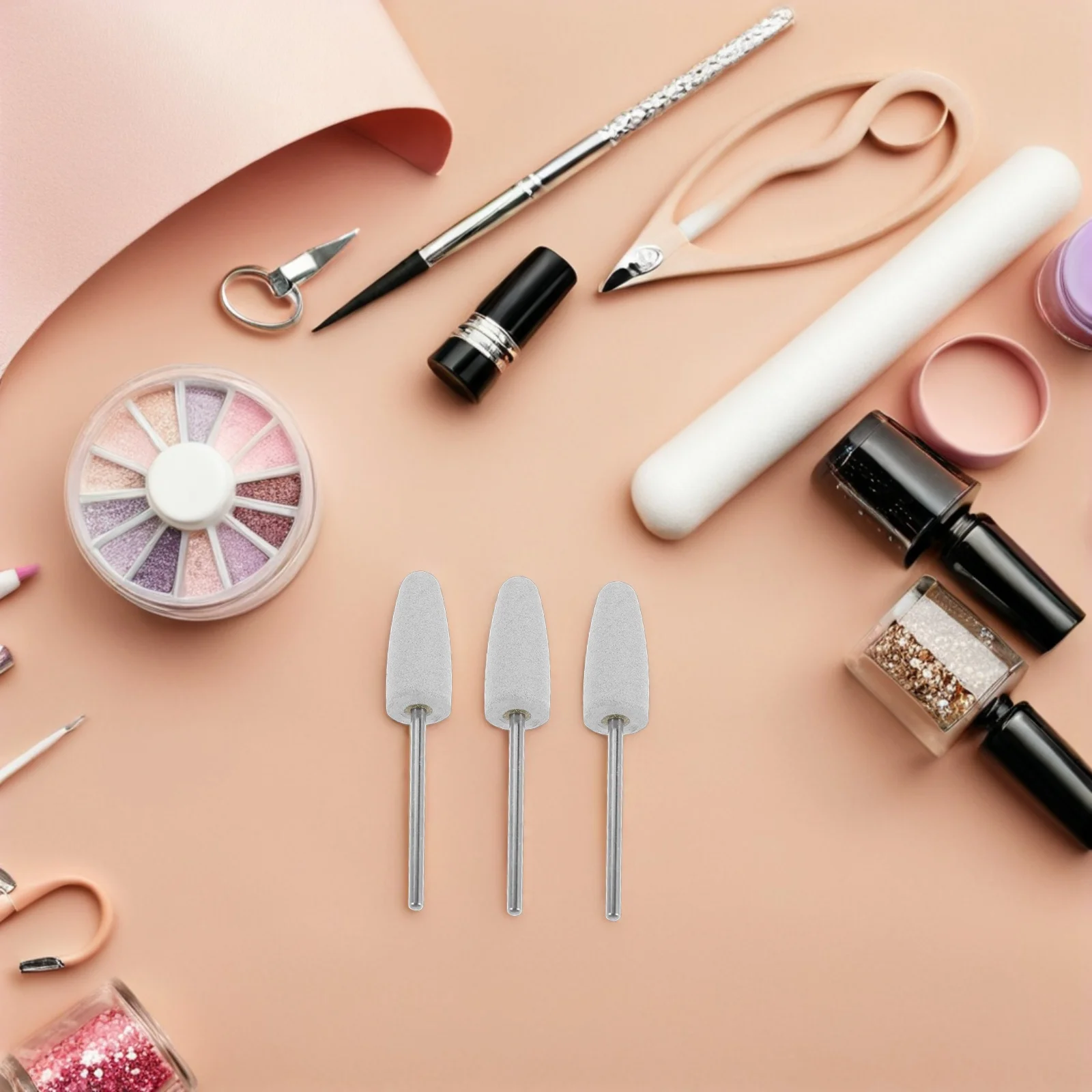 10-teiliges Nagelbohrer-Set aus Silikonkautschuk für Maniküre, Polieren, Formen, Nagelhautentfernung, Heimsalon, Verwendung von Nagelbohrern mit flacher Oberseite