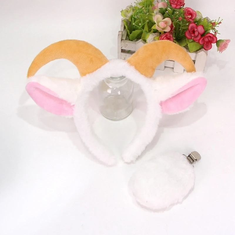 DXAA Unique Sheep Ears Headpiece Soft Fabric Hair Decoration For Family Event