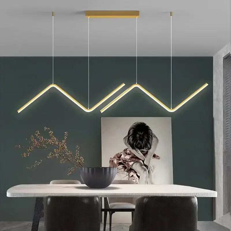 

MYIJ Table Led Modern Chandelier Ceiling for Dining Room Kitchen Bar Pendant Lighting Suspension Design Lusters Luminaires