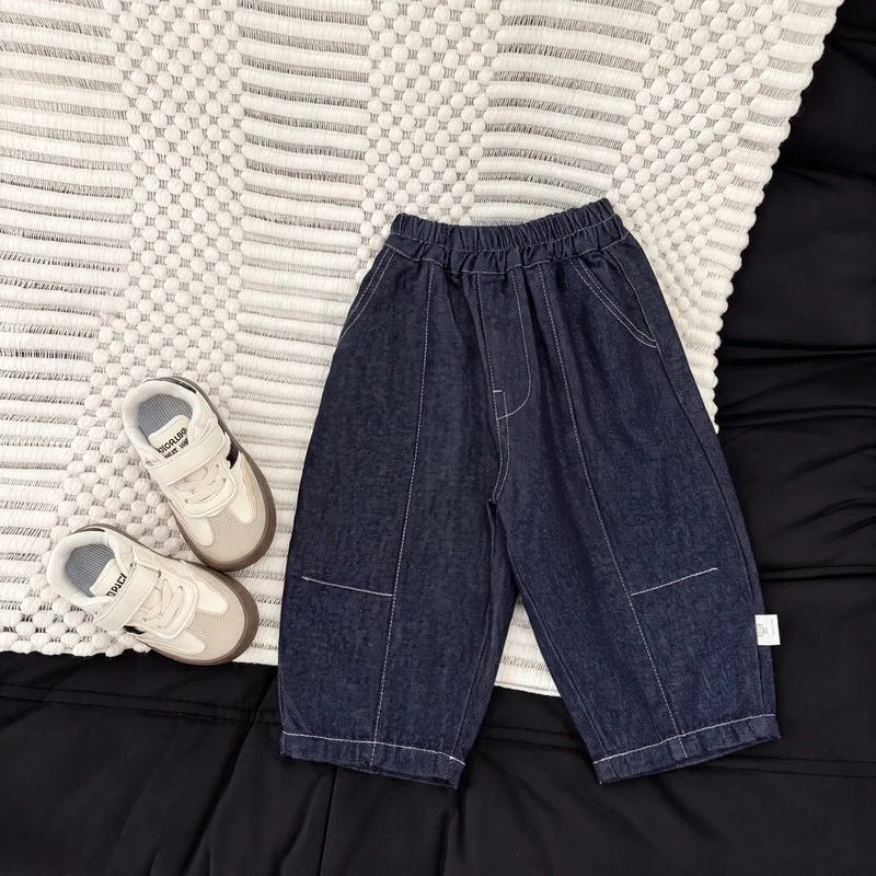 2026 Autumn New Children Denim Trousers Solid Baby Harem Pants Boys Fashion Casual Pants Kids Loose Jeans Toddler Clothes