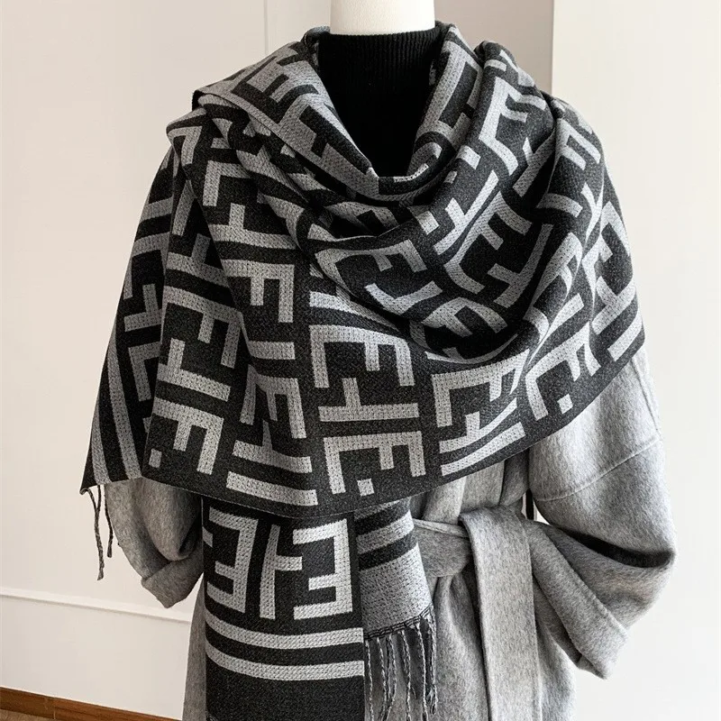 

Новый зимний шарф, толстый теплый кашемировый шаль, универсальная накидка на шею, модные зимние уличные холодостойкие ветрозащитные шарфы-одеяла