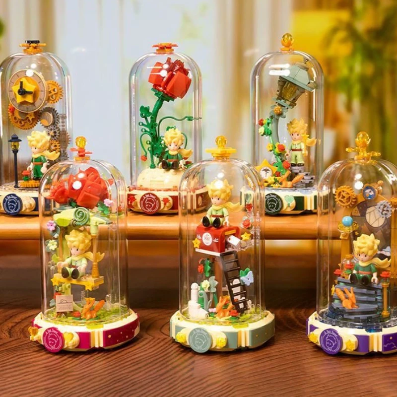Rosa Eterna Piccolo Principe Cartoon Scena da sogno MOC Building Blocks Assemblaggio Giocattolo Bambini Modello di giunzione Regalo Blocchi di costruzione