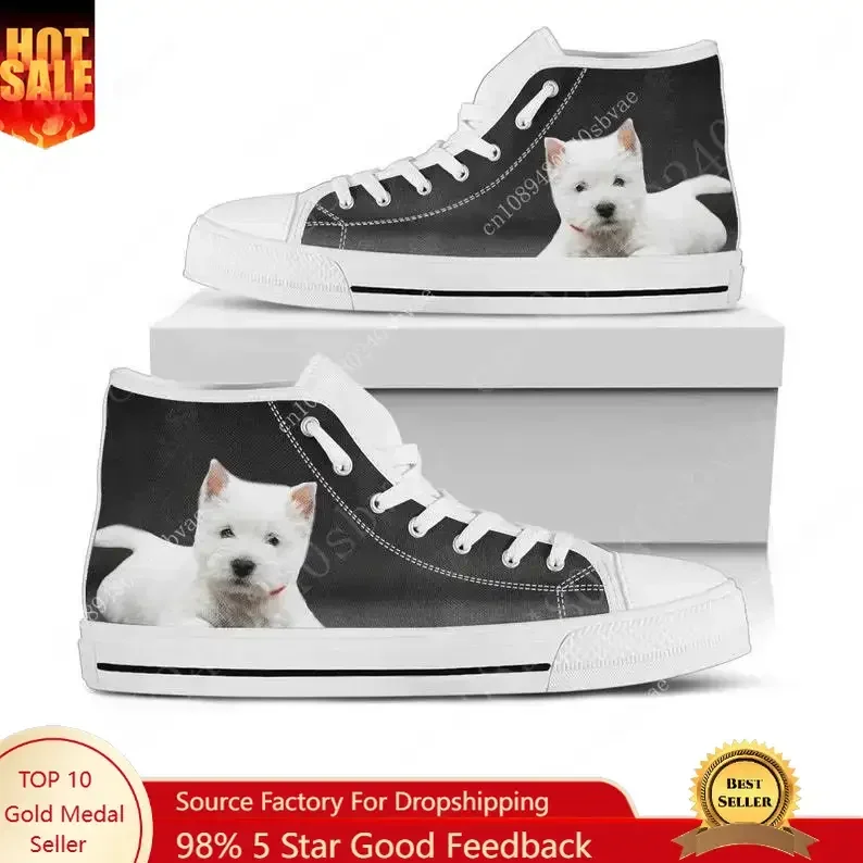 

Westie High Top Shoes Mens Womens Teenager Sneakers Canvas High Quality Outdoor Daily Sneaker Custom Made Couple Shoe