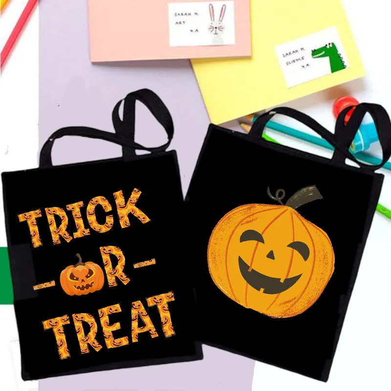 Halloween Gift Bag for Kids Shopper Side Bag Trick or Treat People with Kindness Tote Bag for Ladies Halloween Big Canvas Bag