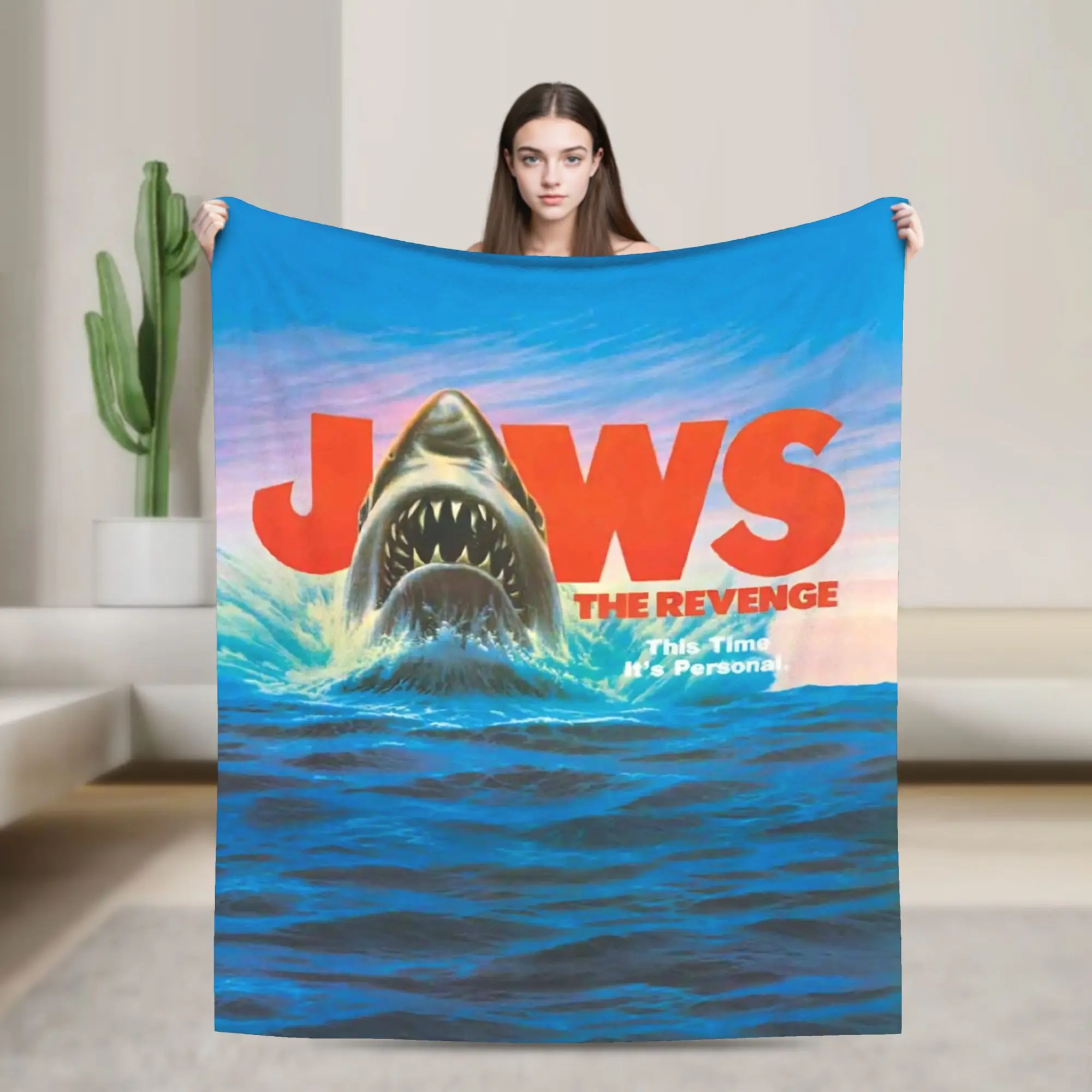 Jaws Shark Wool Blankets Horror Movie Custom Throw Blankets for  Sofa Bedding Lounge 200x150cm Plush Thin Quilt