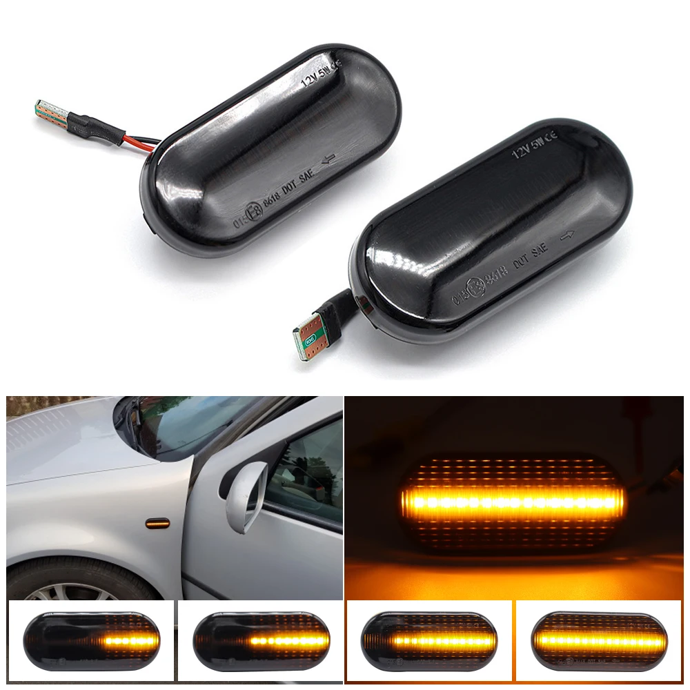 2PCS Led Dynamic Side Marker Turn Signal Light Sequential Blinker Light For VW Golf 3 4 MK3 MK4 Passat 3BG Polo 6N 9N Bora Vento