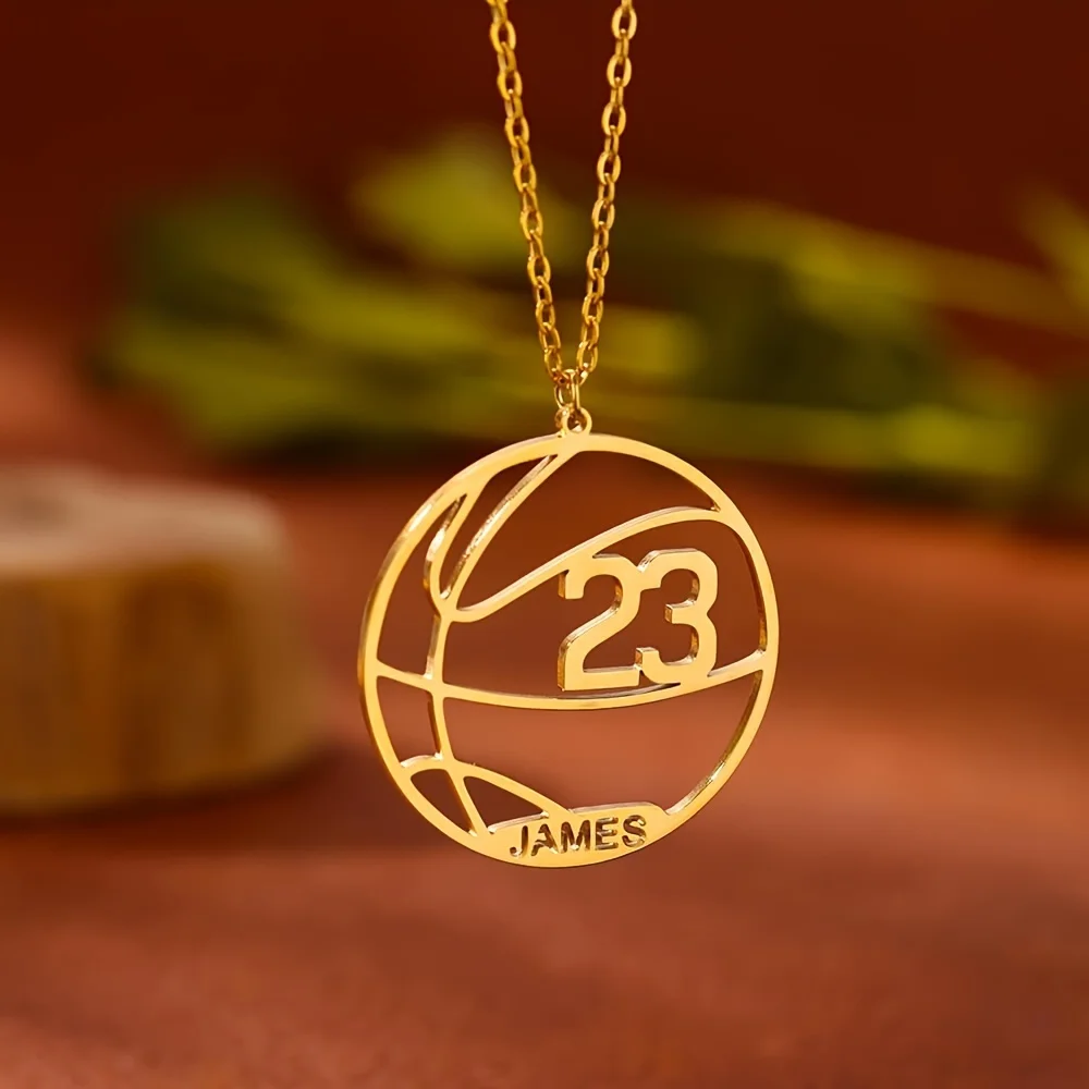 

Custom Basketball Player's Name Necklace for Women Sports Style Personalized Number Necklace Customized Stainless Steel Jewelry