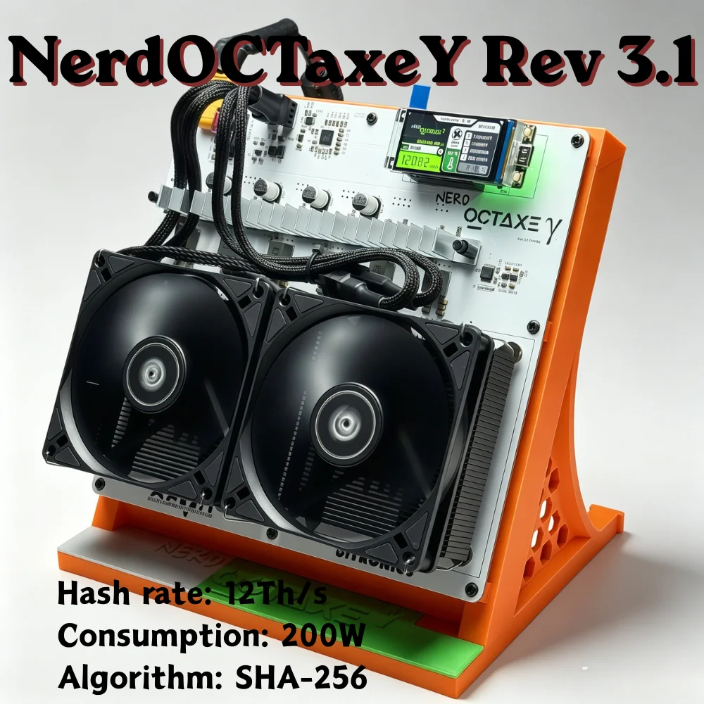 Bitaxe NerdOCTaxey Rev 3.1 12Th/s Low Power Quiet Solo BTC Miner Dual Fan Enhanced Heat Dissipation For Home Use
