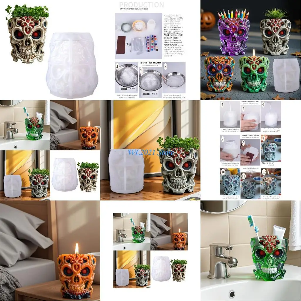 G5GC جمجمة شكل سيليكون قالب حرفي ديكور زارع مجوهرات صياغة لوازم #1