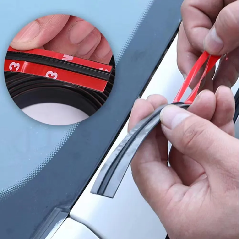 Rubber Car Edge Weather Stripping, Auto Window Door Windshield Seal Strip, Noise Reduction Soundproof Dustproof Protecto