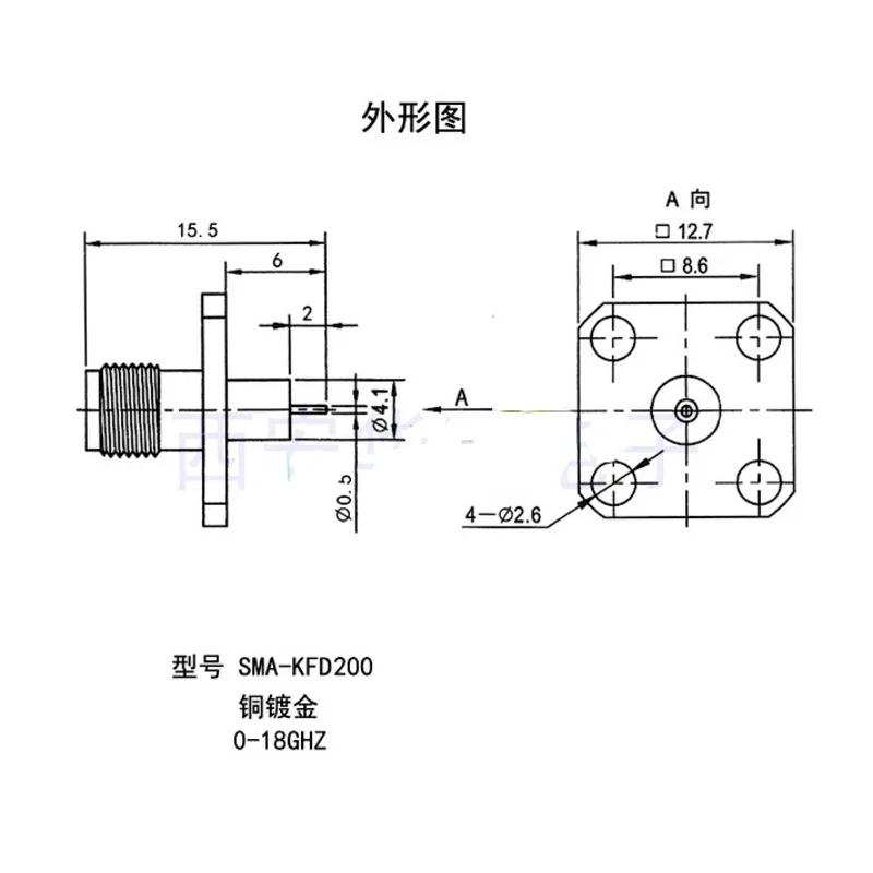 5Pcs SMA-KFD200 RF Connector SMA-KF Female Head Through the Wall 0.5 Fine Needle 18G RF Coaxial Connector