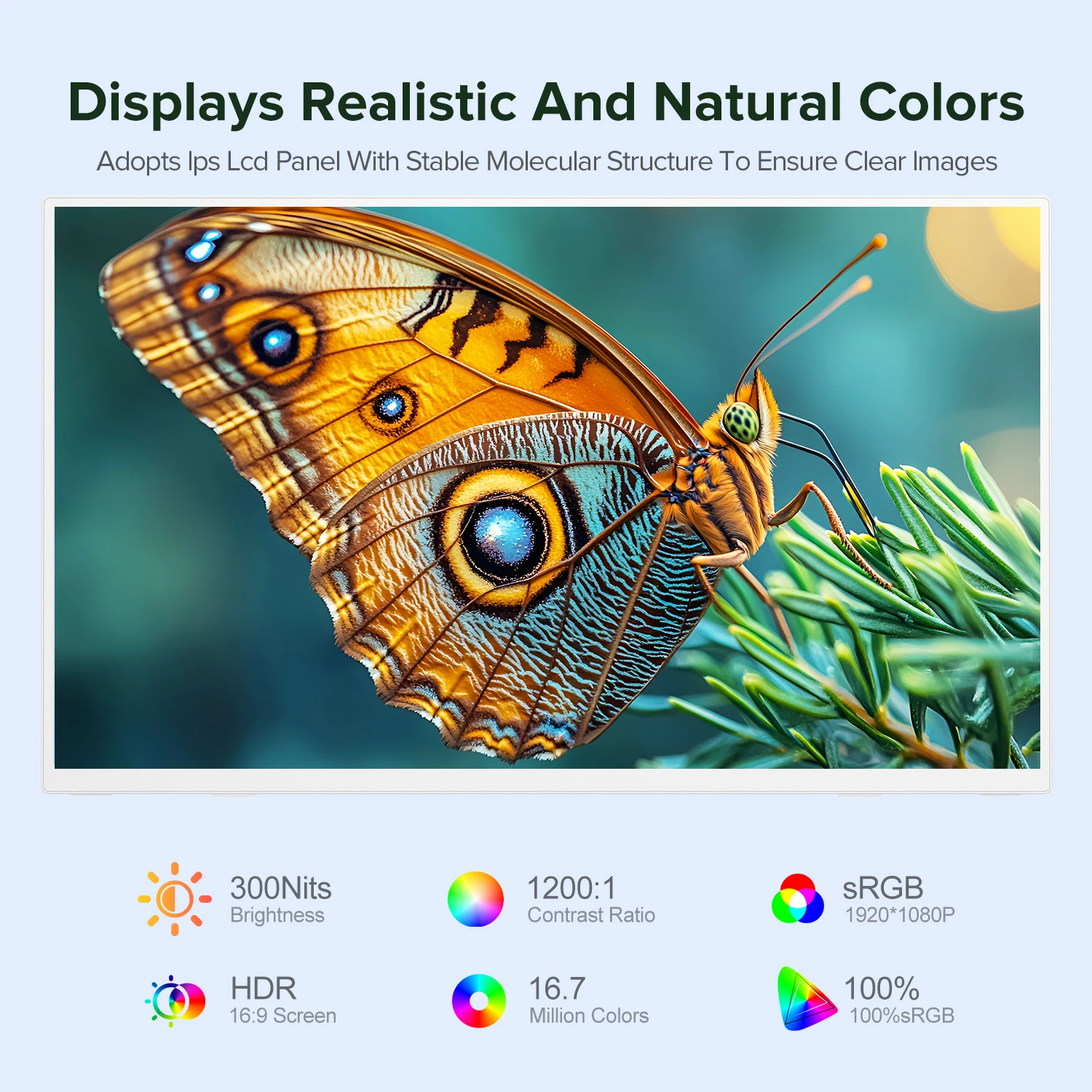 Eviciv 15.6 Inch Portable Monitor 1920*1080P 100%sRGB HDR Extended Display for Laptops PC Mobile Phone Xbox PS4/5 Second Screen