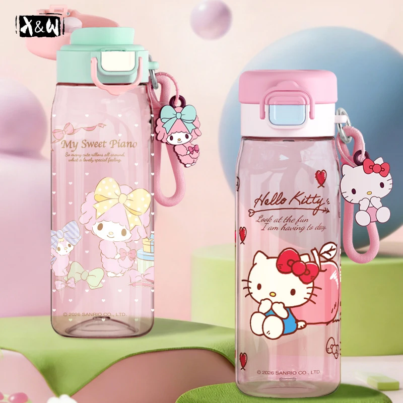 X&W Hello Kitty Summer Cup 500ML BPA-Free Plastic Safe Direct Drink Portable Sports Water Bottle for Boy Girl School Daily Use