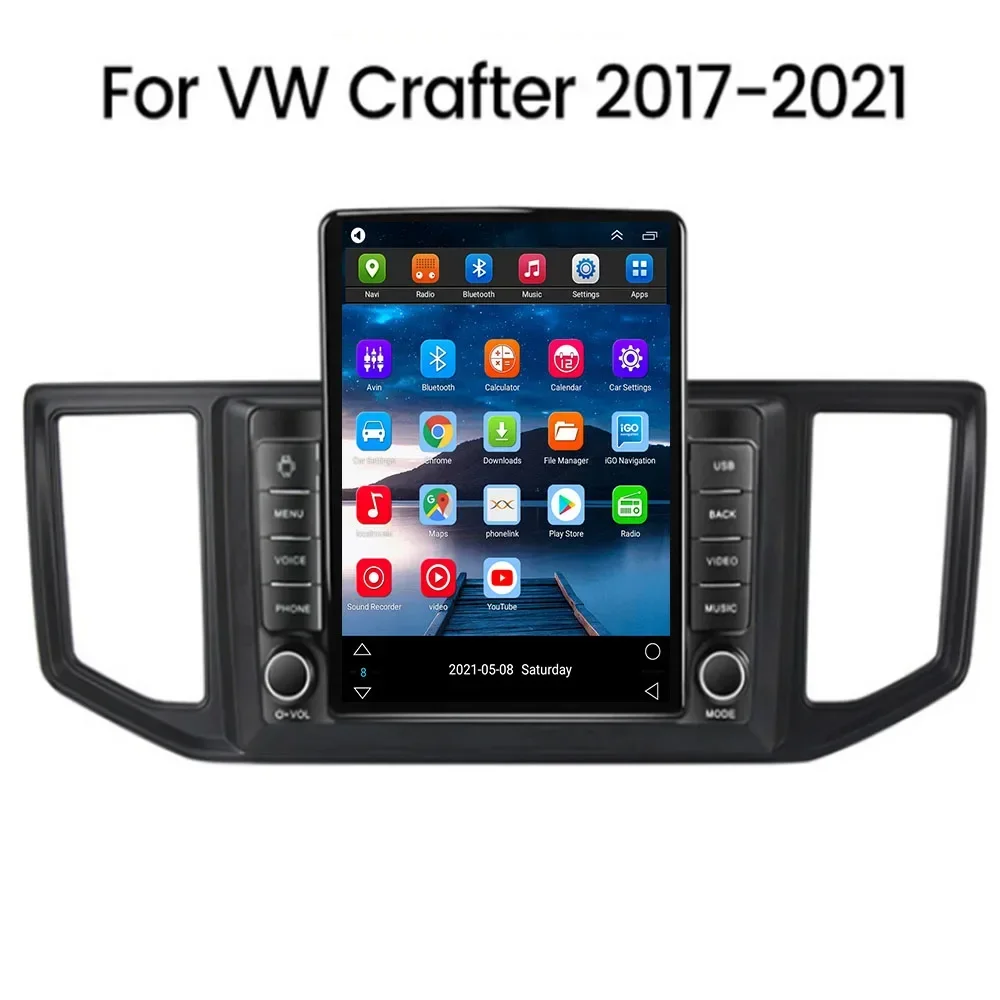 9.7 inch Vertical Screen Android 14 Car Radio Player For VW Amarok 2017-2050 Crafter Van Man2017+ For Tesla Style GPS Carplay