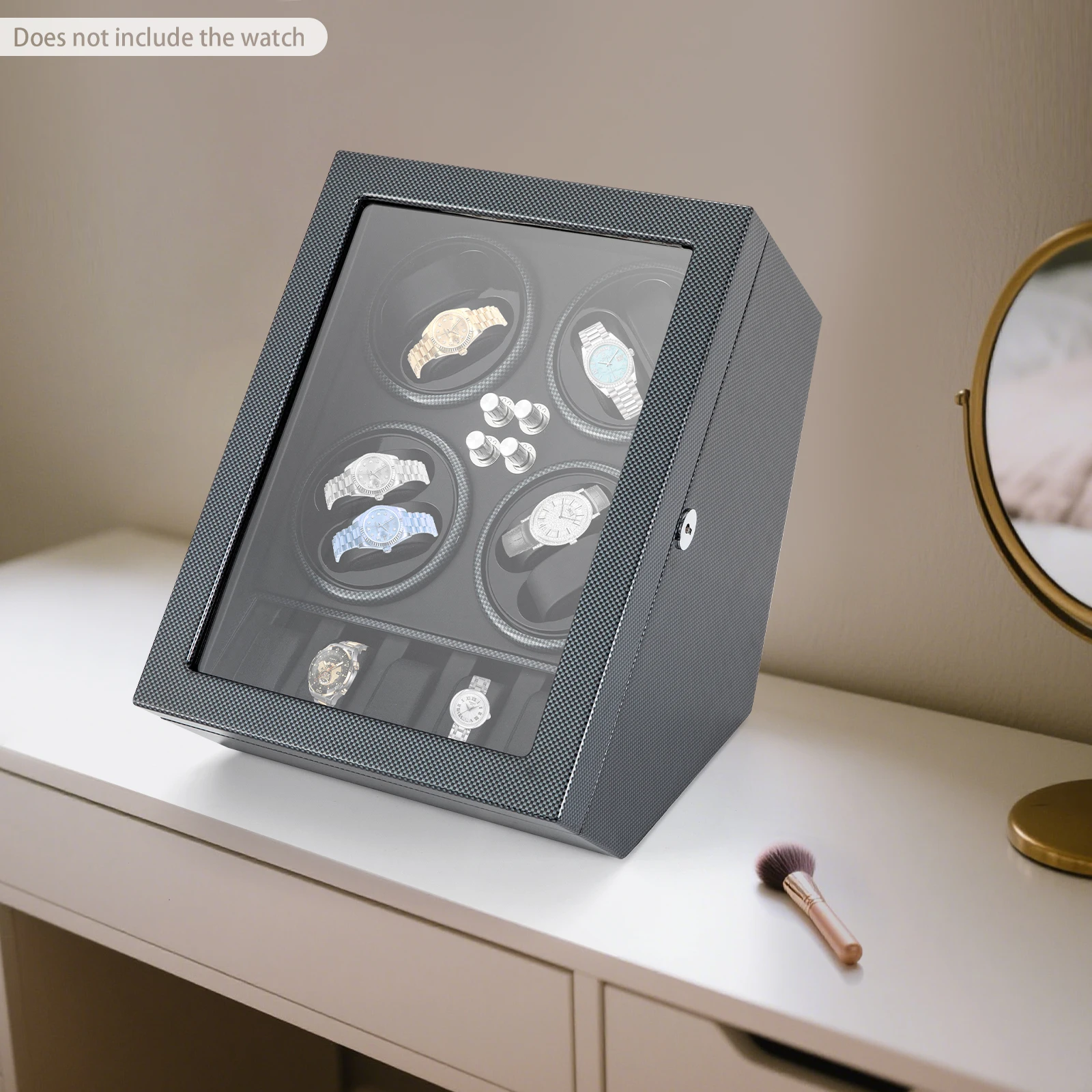 Watch Winders, 8 Slot Watch Winder Box, 5 Storage Slots, Acrylic Display Case, PU Lined, Anti Magnetic, Auto Stop, Anti Scratch, 100-240V for Automatic Watches