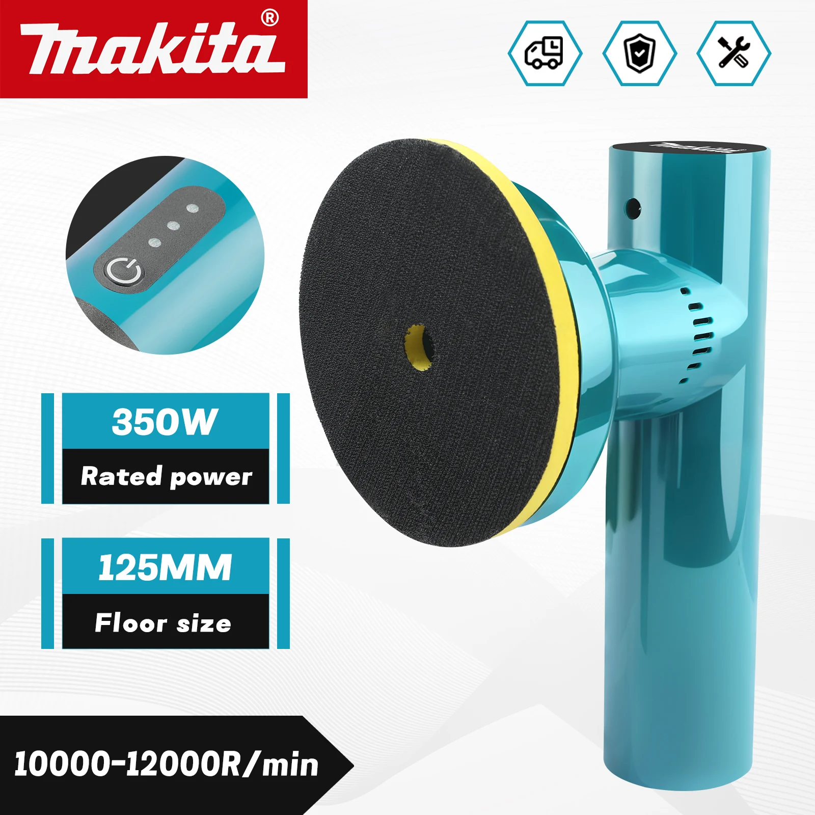 

Аккумуляторная полировальная машина Makita 125 мм, 12000 об/мин, для авто, электрическая, для полировки и нанесения воска, электроинструмент
