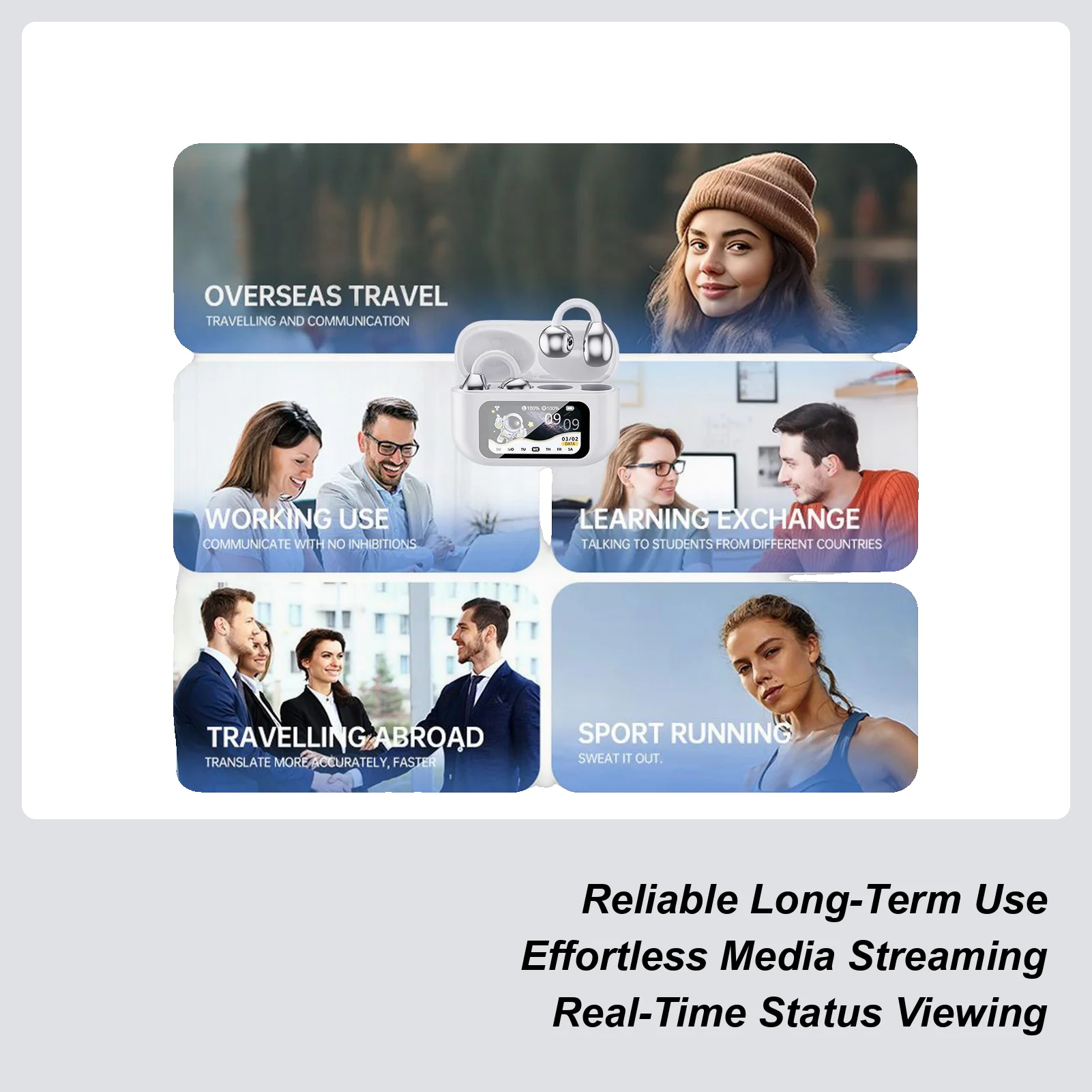 

Наушники-переводчики языка с длинной батареей, перезаряжаемые умные наушники, 150-устройство переводчика языка для мужчин, студентов