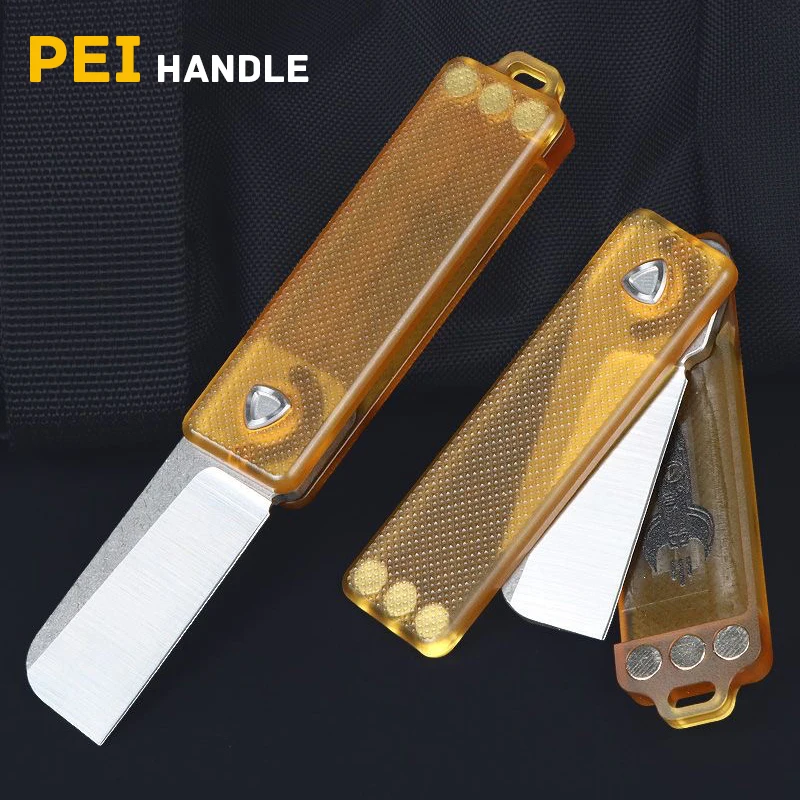 PEI Handle MINI Folding Knife 14C28N Blade Outdoor Camping Fruit Knife EDC Open Express Tactics Self-Defense Tool Gift