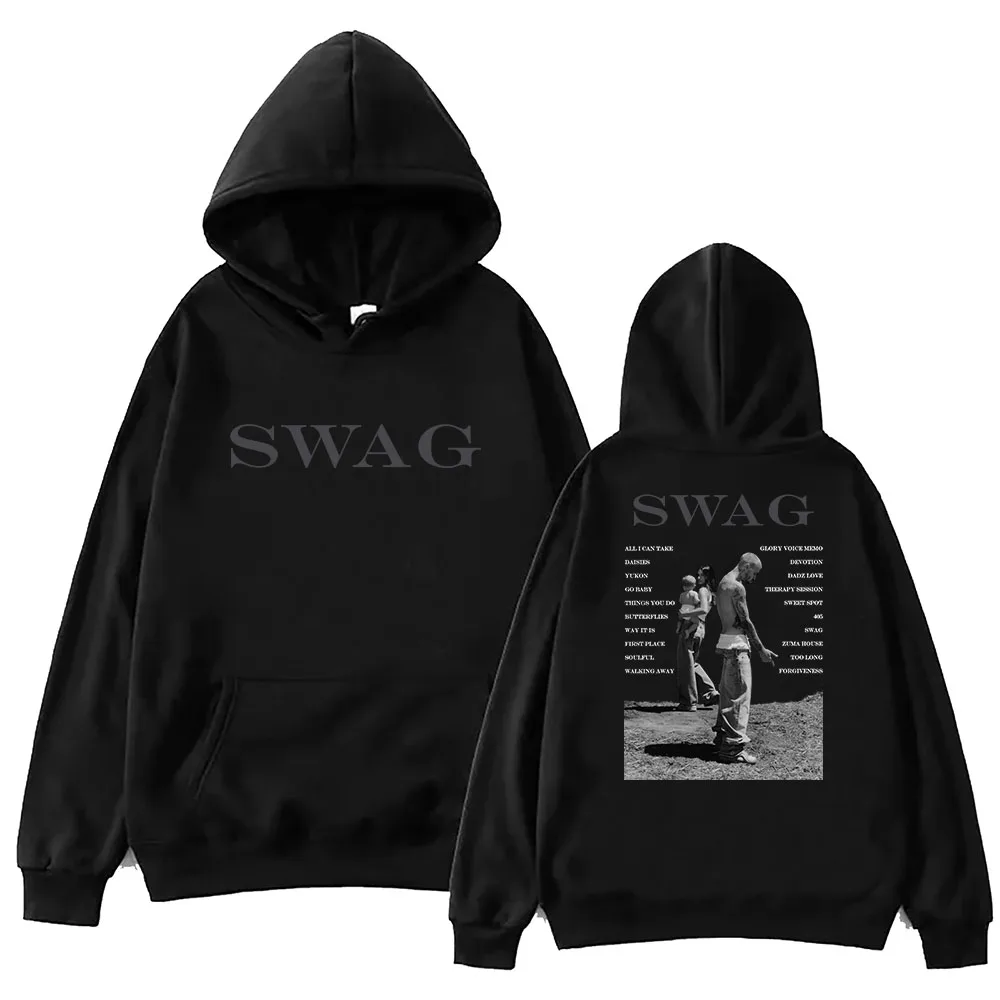 بيبر SWAG 2025 ألبوم جاستن 2025 الخريف والشتاء الأكثر مبيعا الطباعة قلنسوة من القطن الخالص فضفاض دافئ ملابس الشارع الشهير غير رسمية