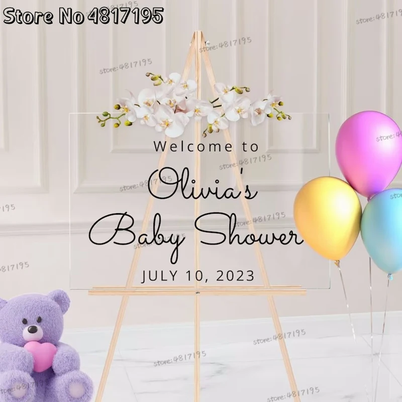 Welcome To Qliuia's Baby Shower Sign Vinyl Decal Decoration Customised Baby Shower Vinyl Boys And Girls Birthday Party Stickers