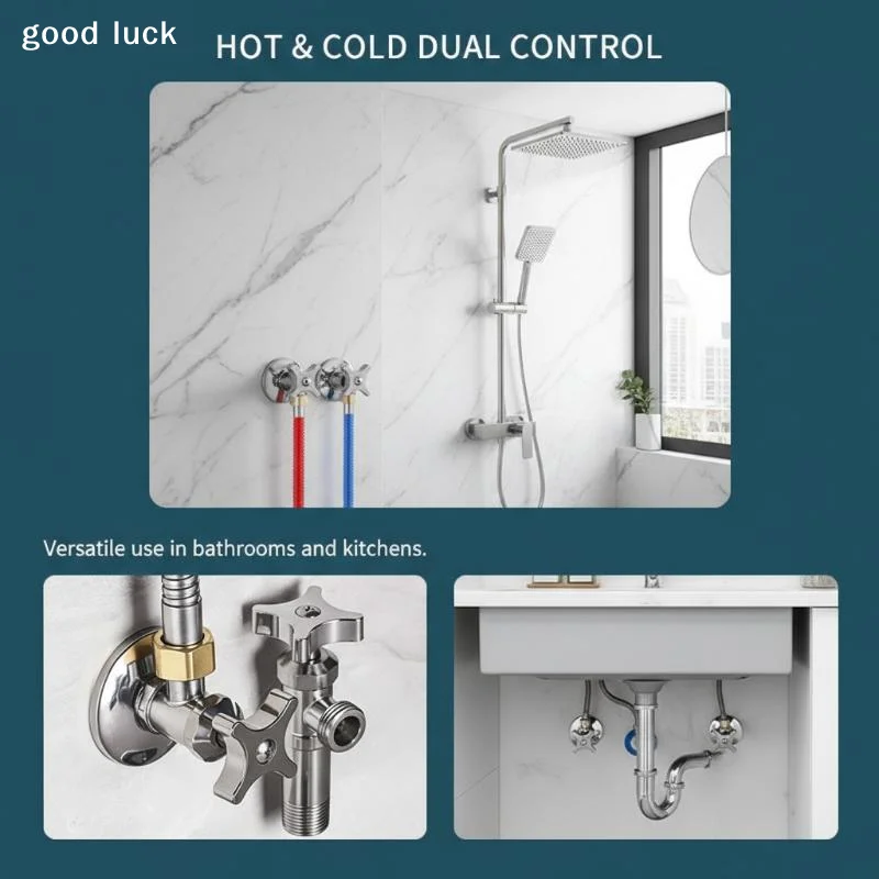 

1 комплект утолщенных угловых клапанов для горячей и холодной воды из нержавеющей стали, быстродействующие угловые клапаны для ванной комнаты, аксессуары для смесителей