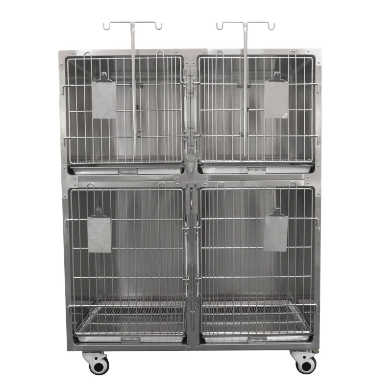 Veterinary pet hospital clinic stainless steel portable pet cage