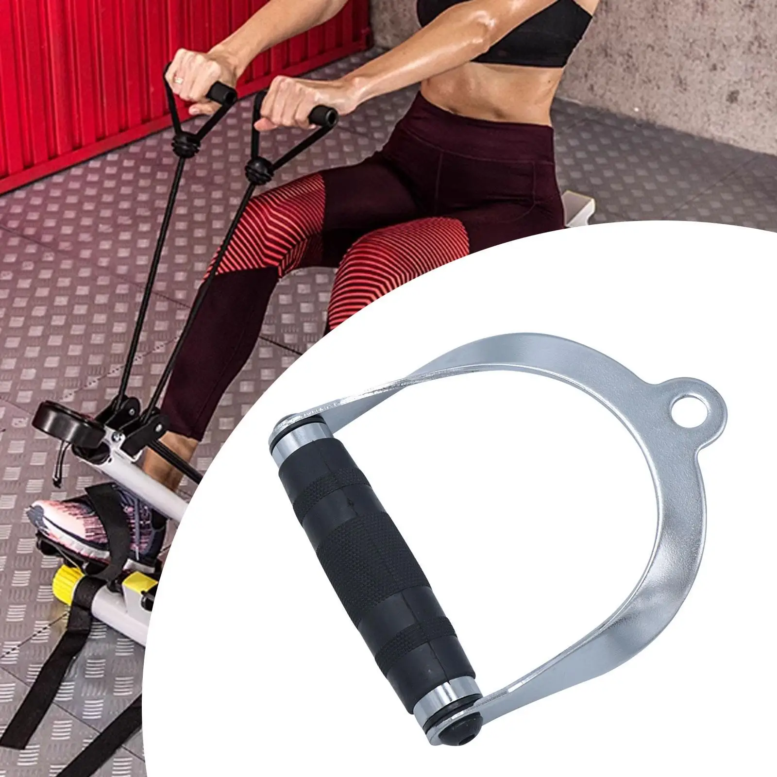 Accesorio de cable con mango D para máquina de remo sentado con sólido