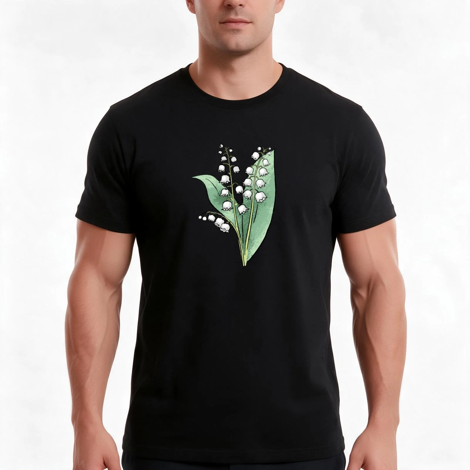 Lilly of the Valley May Birth Flower T-Shirt, Summer Casual Cotton Tee, Oversized Streetwear Tops, Vintage Graphic Print