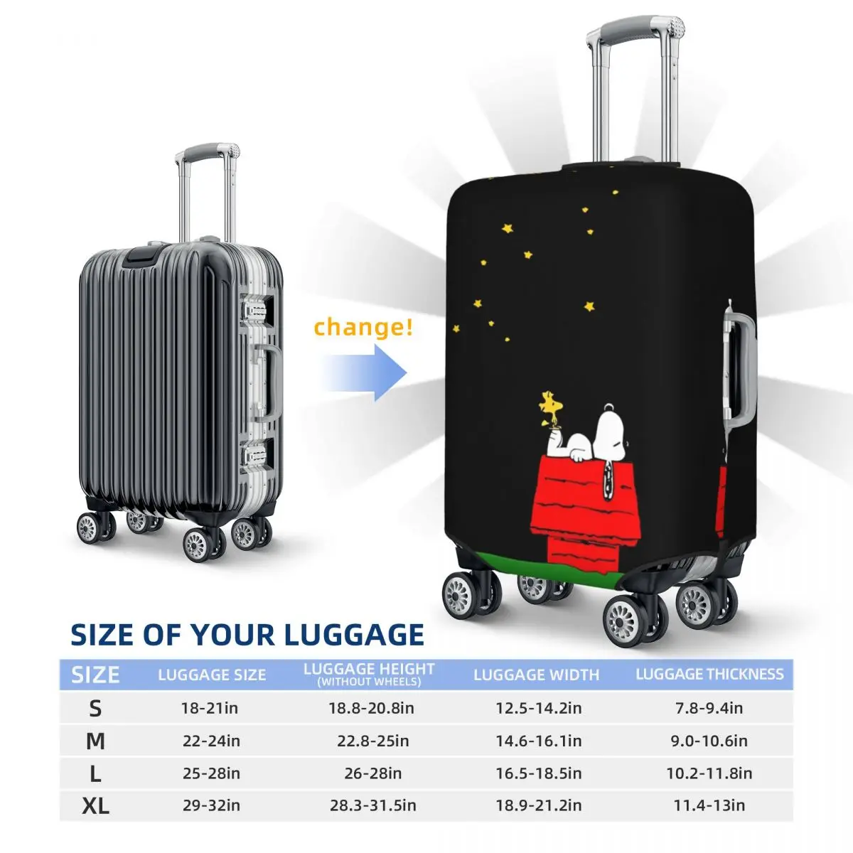 Snoopy Wallpaper Collection Suitcase Cover Travel Holiday Practical Luggage Case Protection