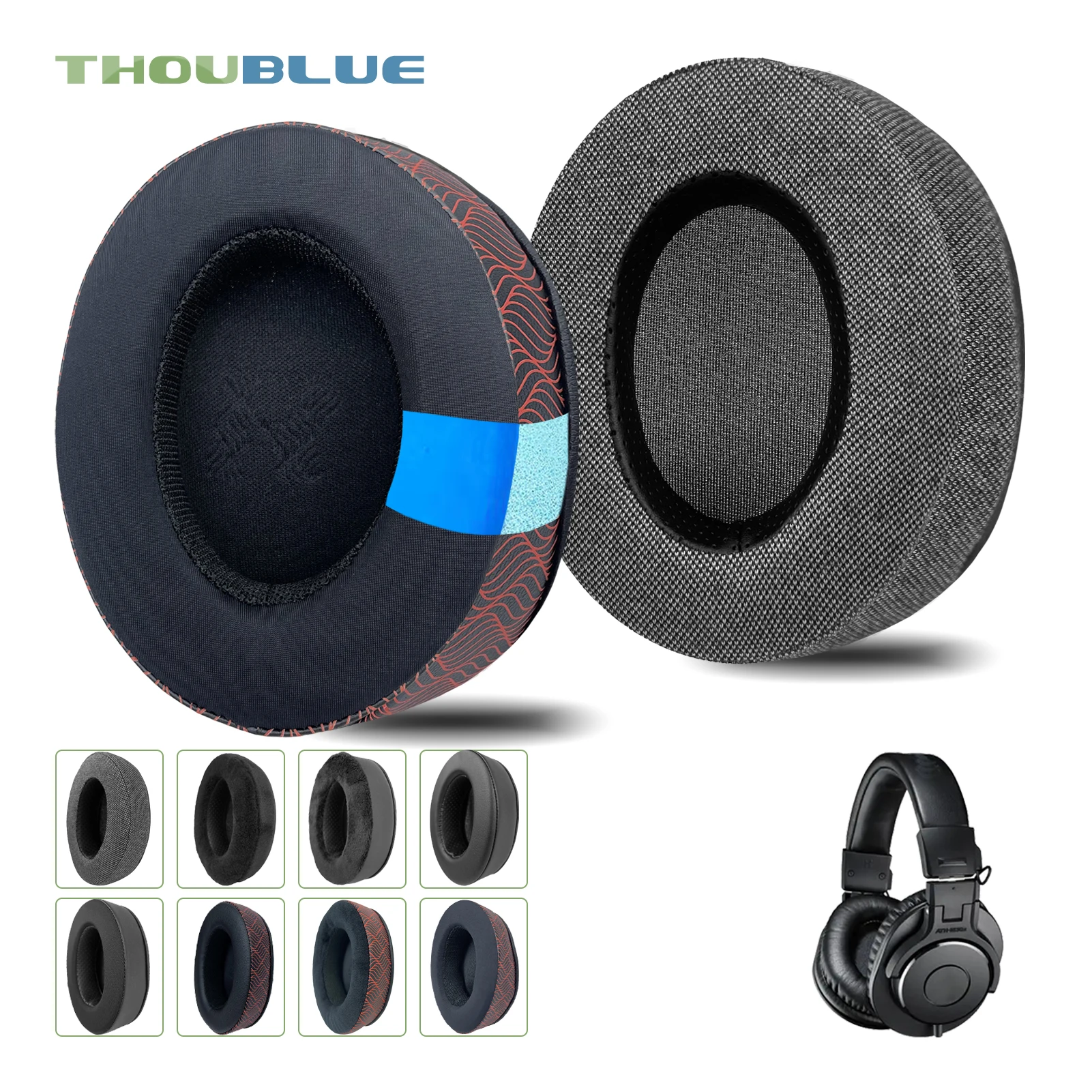 THOUBLUE Replacement Ear Pad for Audio Technica ATH-M50x, M50xBT, M40x, M30x, M20x, MSR7 Headphone Earmuffs Ear Cushion Headbeam