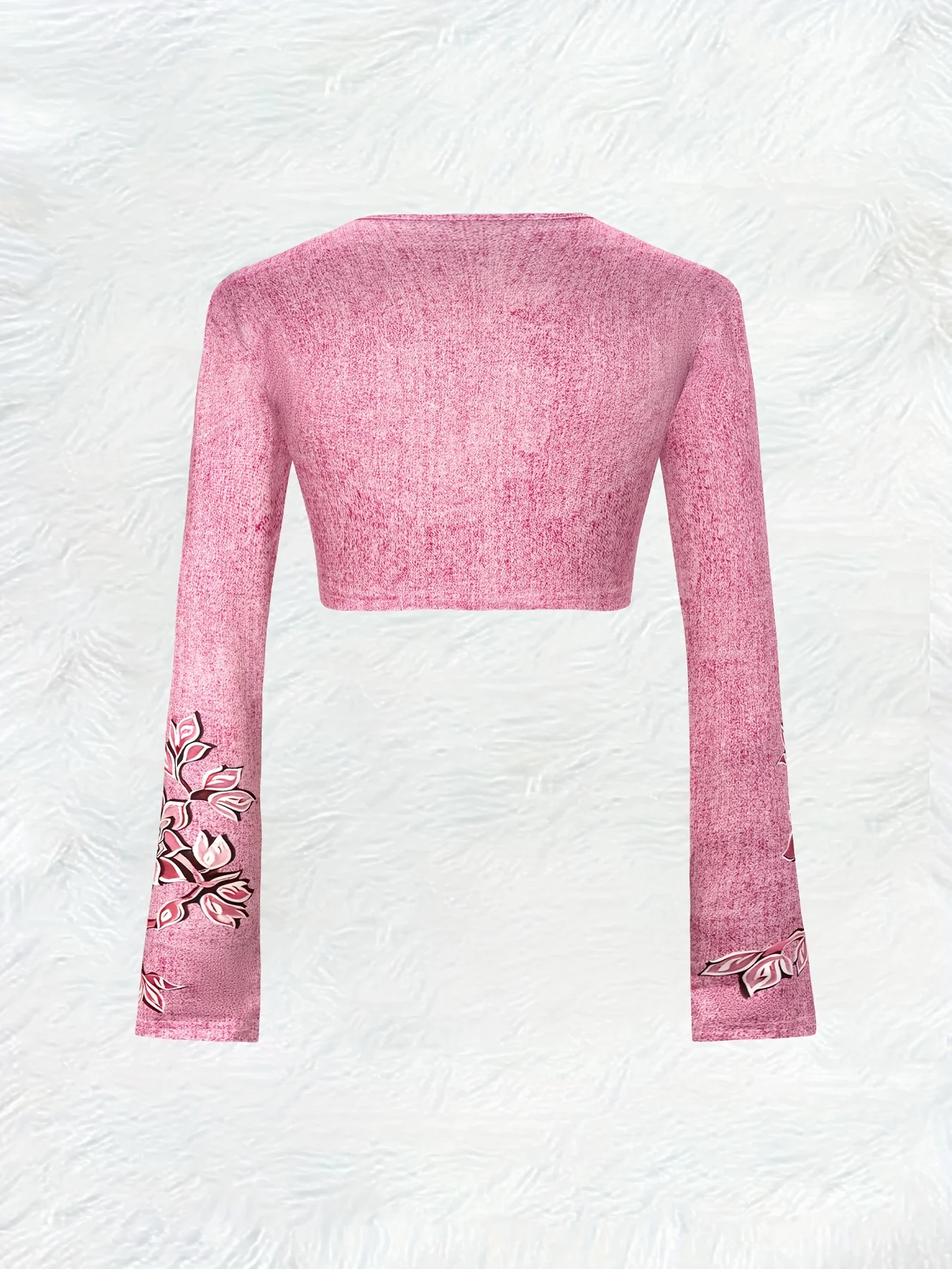 Printed Design Casual Style Floral Embroidery On Pink Jacket Women's Cardigan