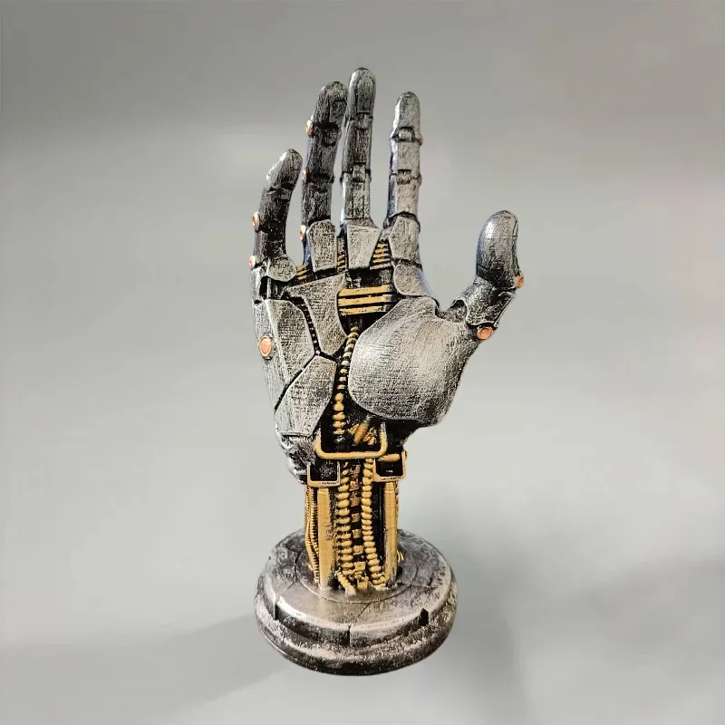 Cyberpunk Robotic Hand Statue Gamepad Handle Bracket Headset Hanger Home Decoration Living Room Desktop Ornaments Resin Figurine