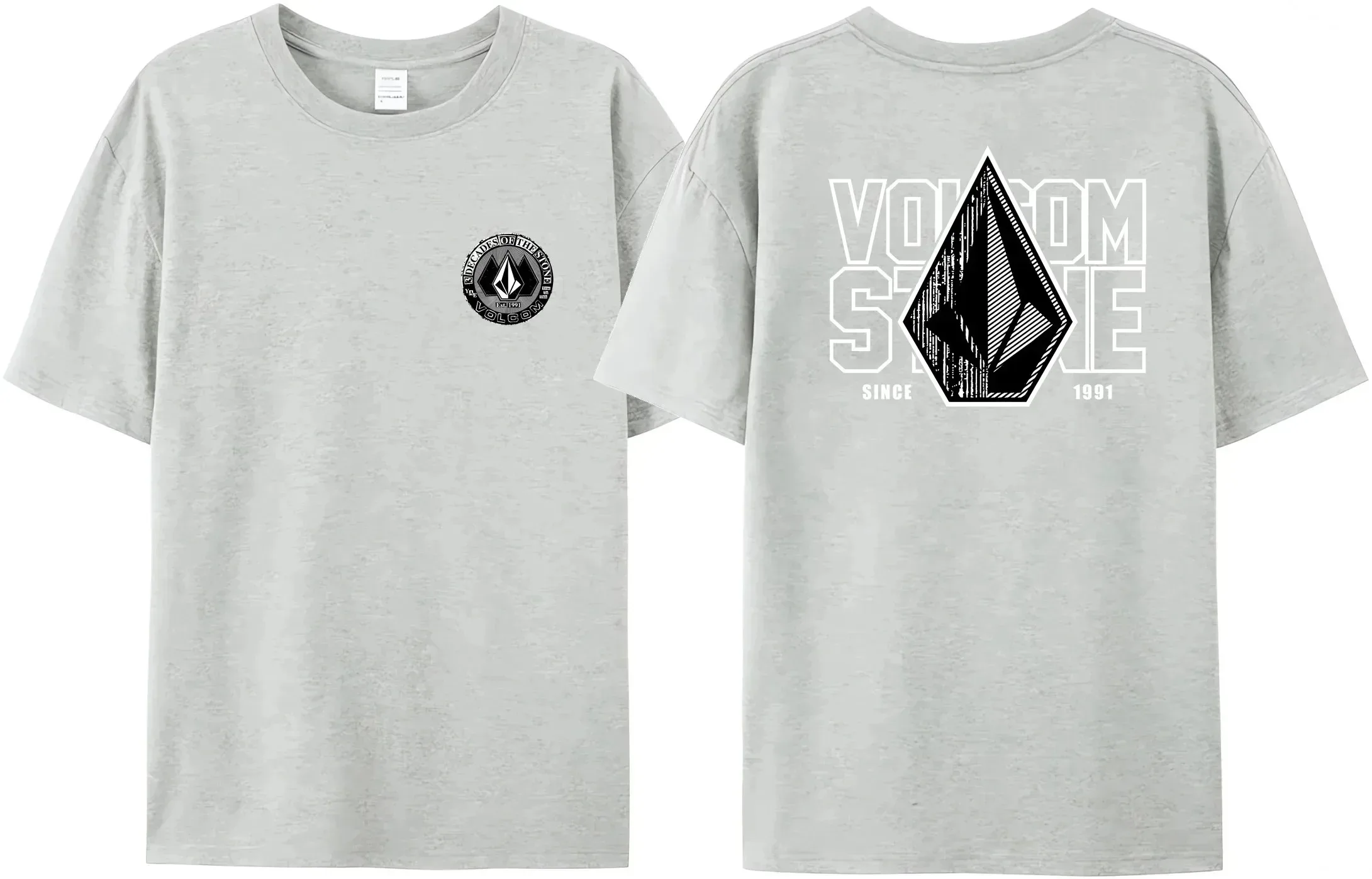 2024 Hot Sale Volcom Obsidian Summer T-Shirt Men\'s 100% Cotton Comfortable Stylish Short Sleeves High Quality Double Sided Tees