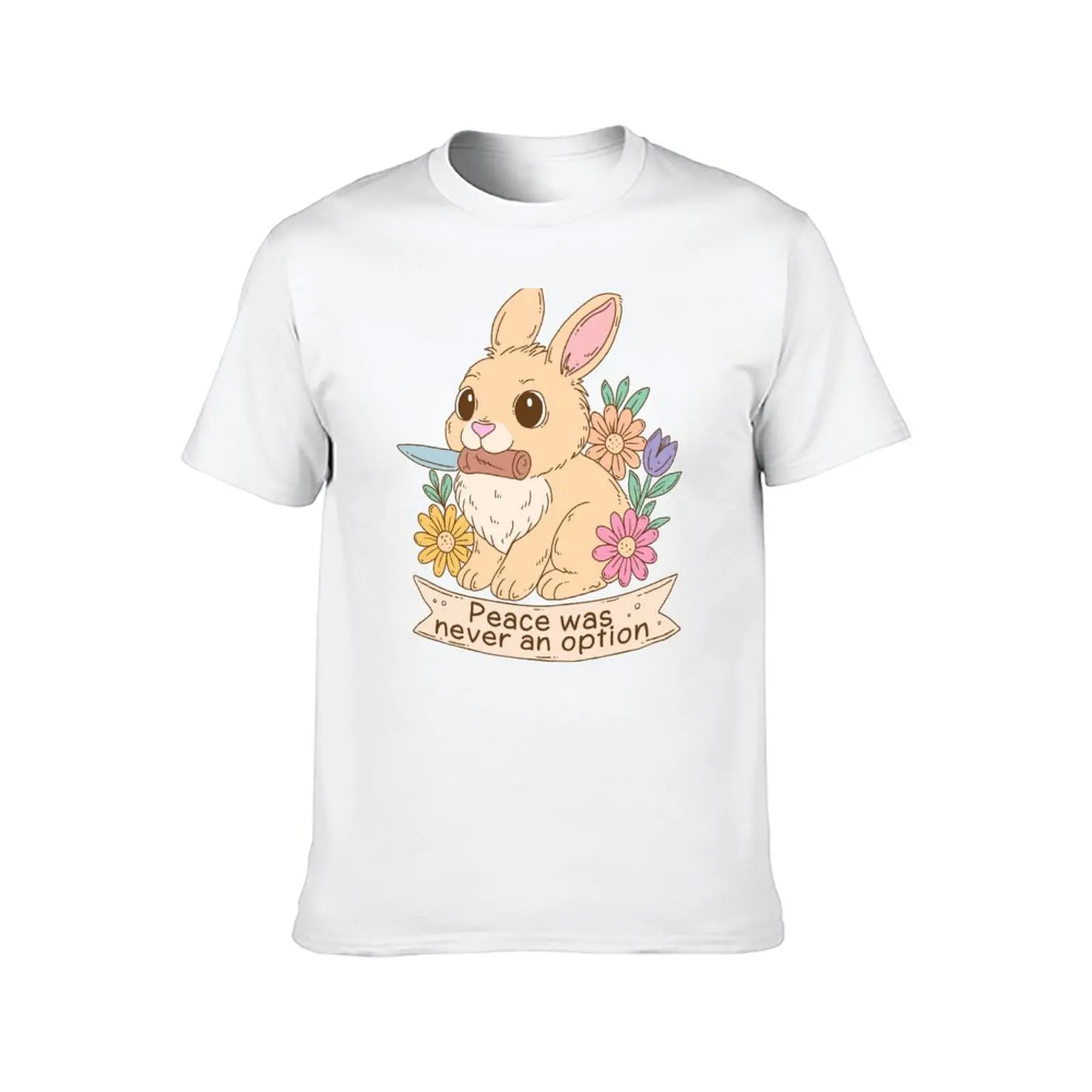 Chaotic Bunny Peace Was Never an Option T-Shirt t shirts for man graphic funny funny t shirts dark humor T-Shirt