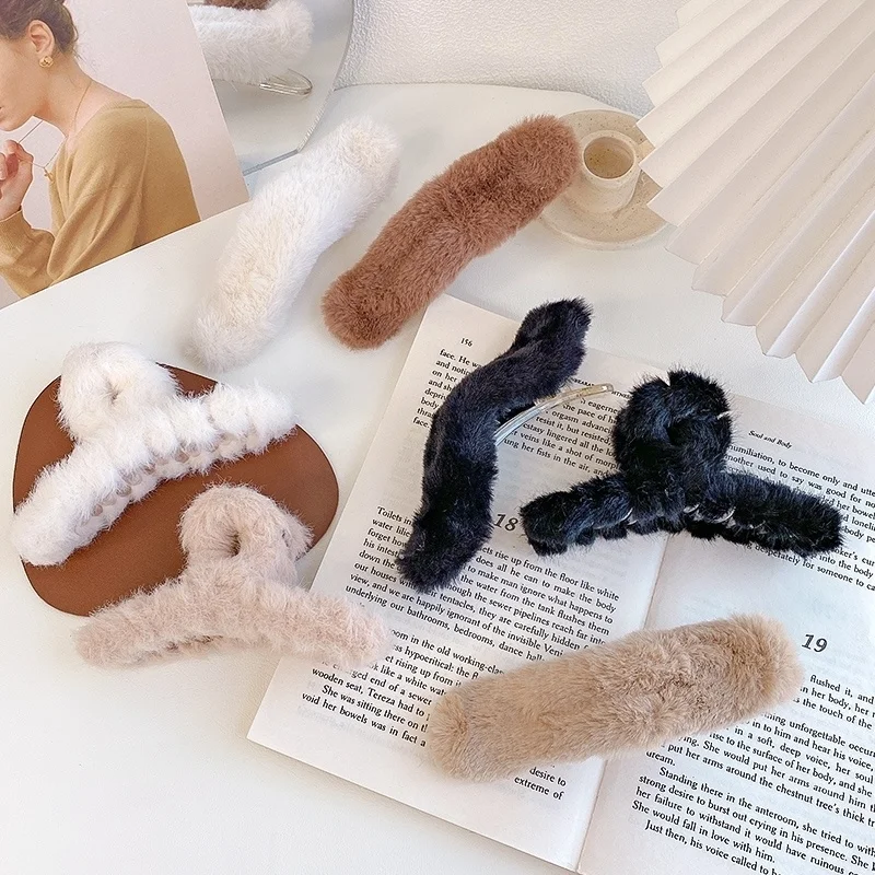 Jepit Rambut Elegan Solid Lembut Headwear untuk Wanita Aksesoris Rambut Mode Geometris Besar Jepit Rambut Cakar Jepit Rambut Elegan