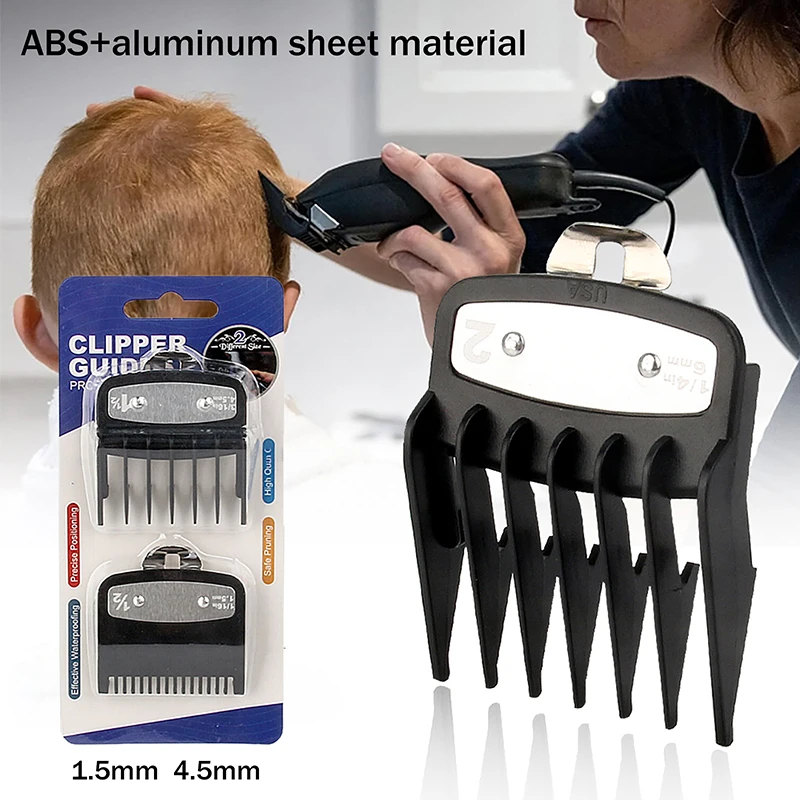 

2Pcs Professional Hair Cutting Guide Comb Clipper Limit Comb Trimmer Cutting Styling Tools Attachment Compatible 1.5mm 4.5mm