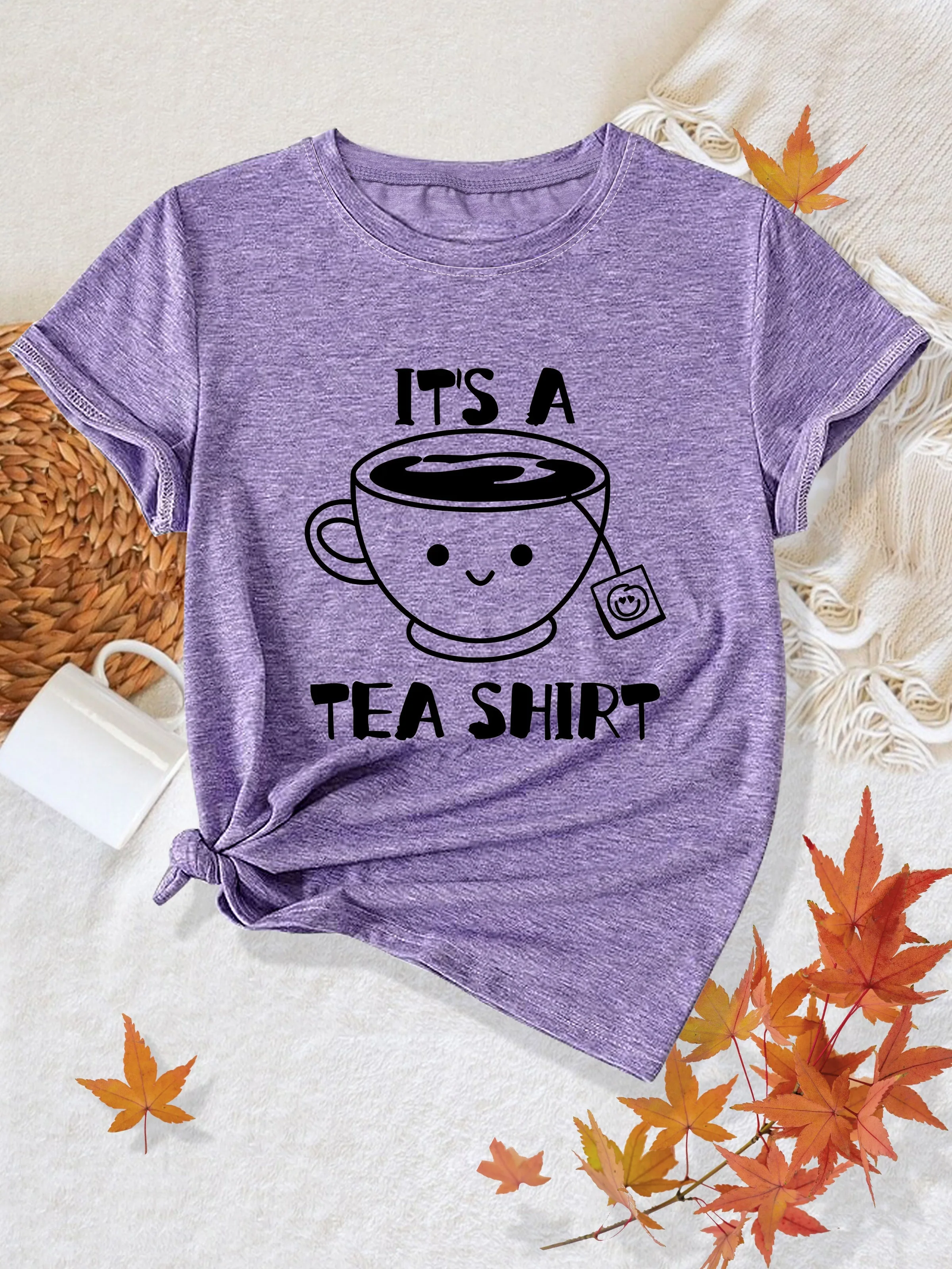 It's A Tea Shirt Women's Tee - Cute Pun Graphic, Casual Purple Top