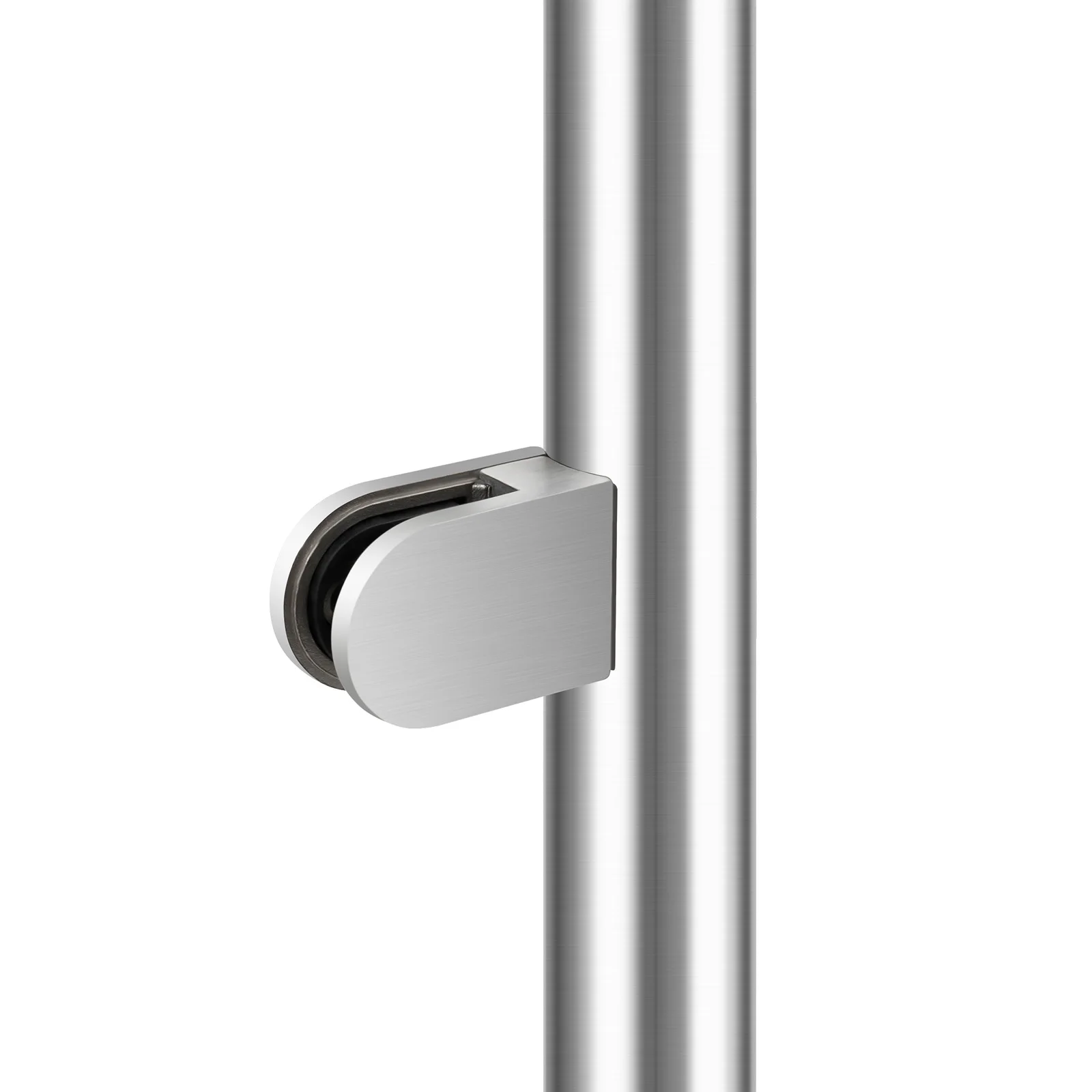 Stainless Steel Glass Railing Post, 80kg Load Capacity, Cylinder Balustrade End Post with Rubber Pads for Stairs