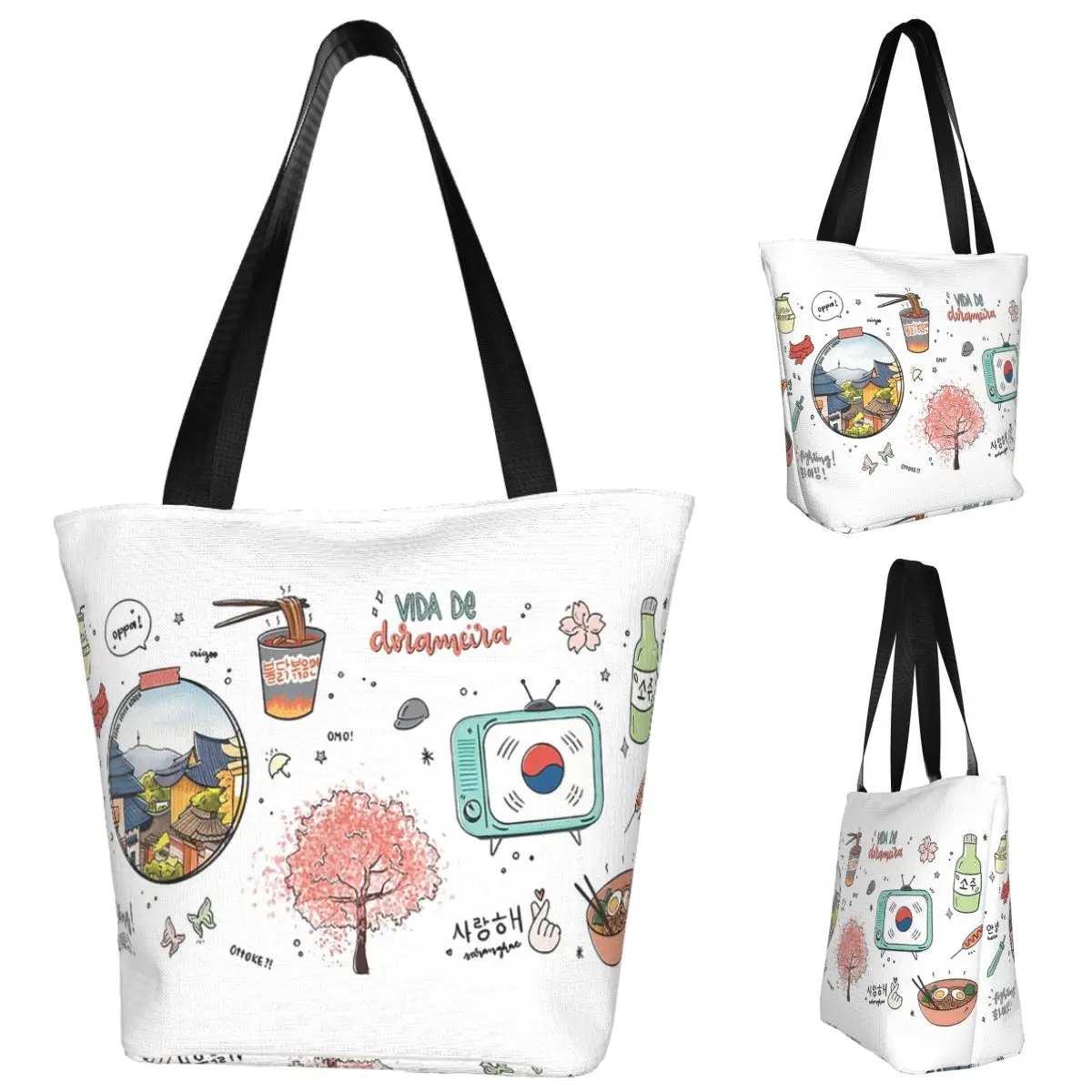 Kdrama Dorama Drama coreano k-drama Soju Corea flor de cerezo bolso de compras bolsos de hombro Shopper bolso de compras para mujer