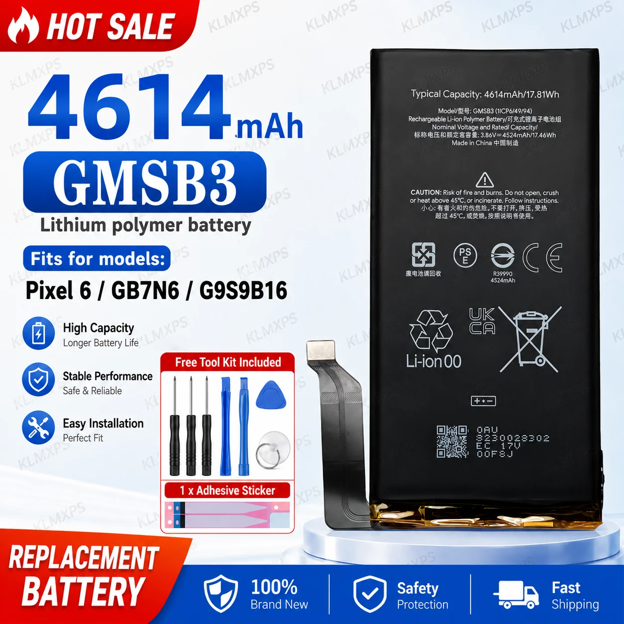 Li-ion Battery for Google Pixel 6 Pro Pixel 6 6A GMSB3 GB3CN GLU7G Rechargeable Phone Cell Replacement Repair Spare Part