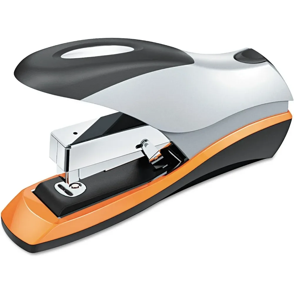 

Stapler, 70 Sheet Capacity, Jam Free, Reduced Effort, Soft Grip, Metal, Silver/Black/Orange