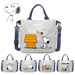 Borsa tote in tela Snoopy Borsa a tracolla per lo shopping da donna Borsa a tracolla da viaggio femminile casual di grande capacità alla moda dei cartoni animati