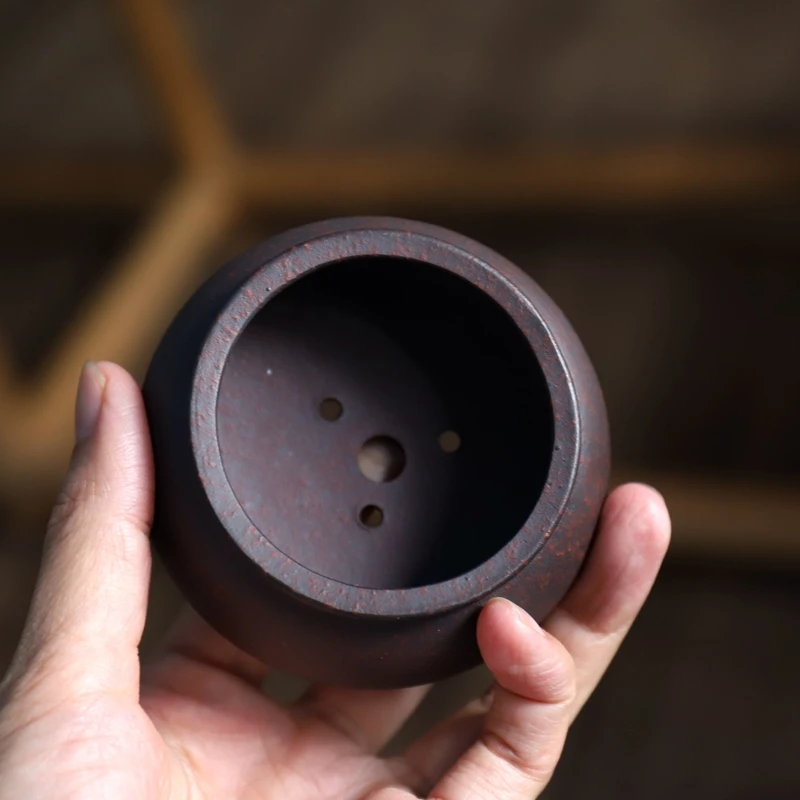 Chinese Purple Sand Mini Flower Pot Yixing Ancient Red Clay Closing Small Three legged Purple Sand Flower Pot Home Decor LF116