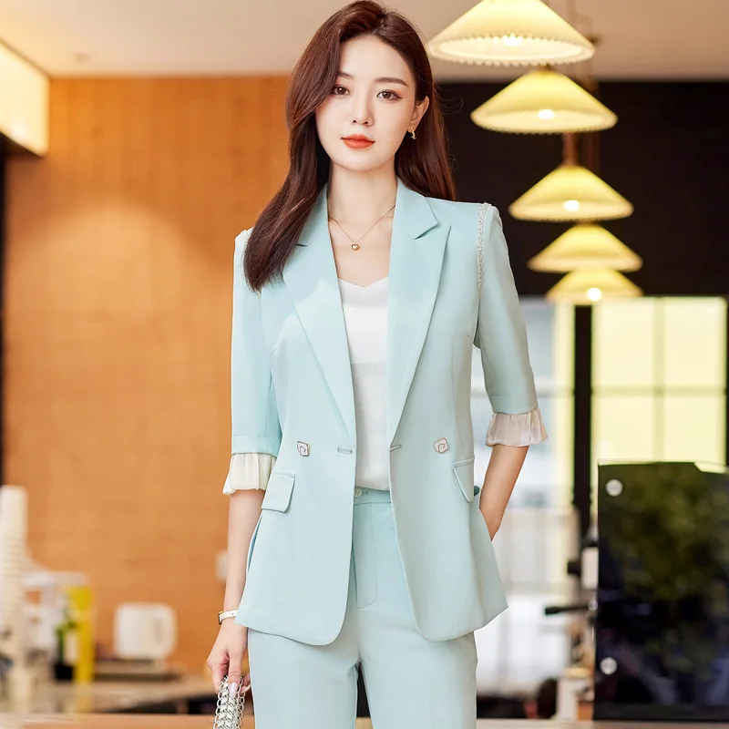 

Spring Summer Formal Professional Women Business Suits with Pants and Jackets Coat OL Styles Pantsuits Trousers Set Blazers