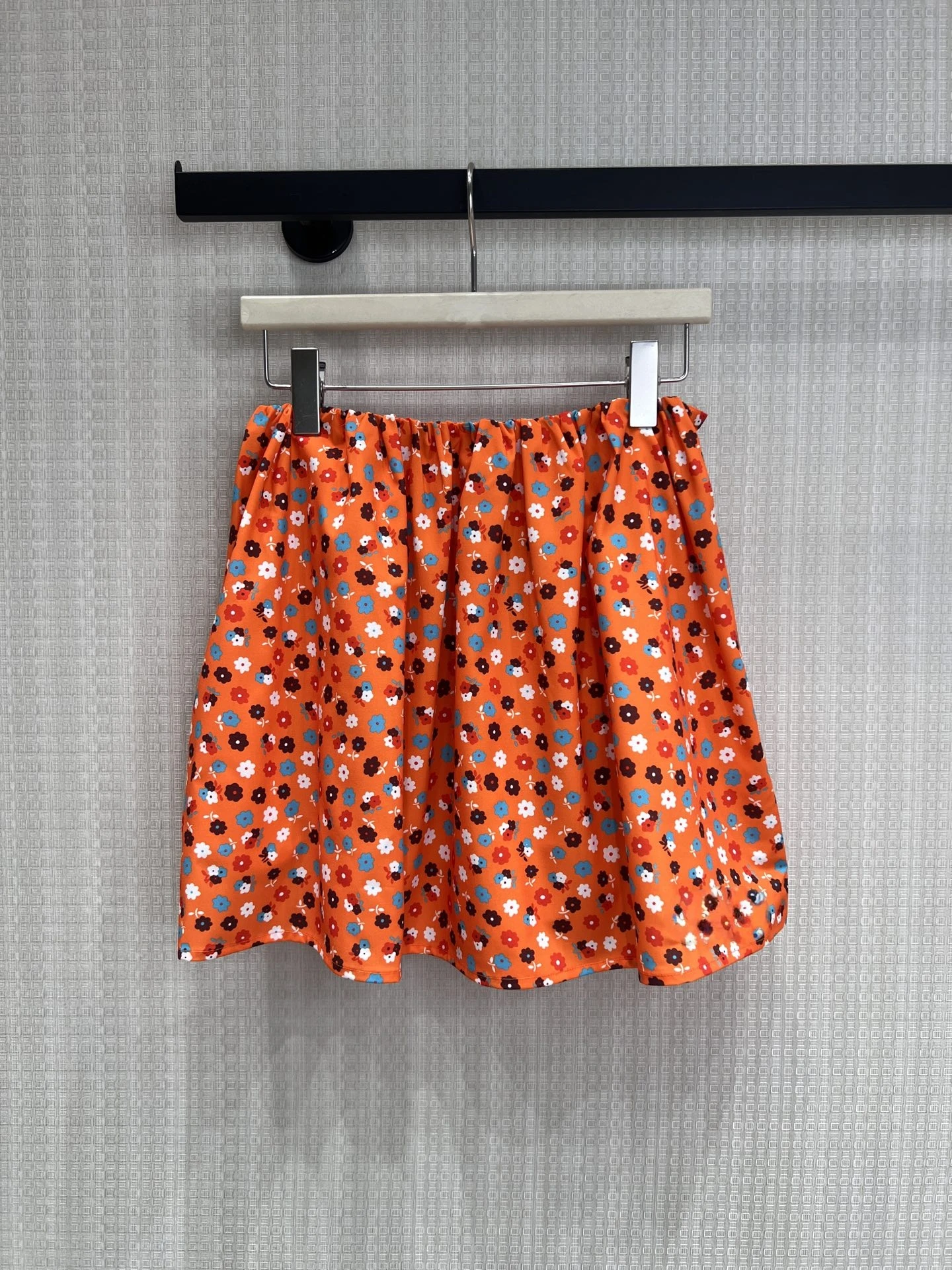 

Girls Floral Print Skirt Elastic Waist A-Line Cotton Summer Fashion Sweet Girl Atmosphere Orange Color Spring Autumn Wear