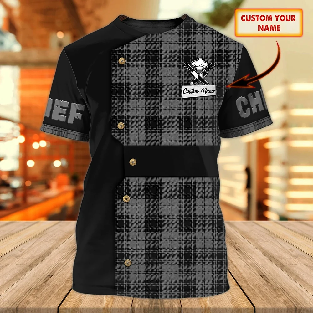 Kitchenware Pattern 3D Printed T-shirts Customized Name Chef Workwear Loose Unisex Clothing Summer Oversized Short Sleeve Tops