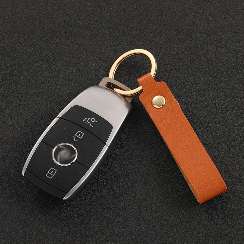 Soft PU Leather Key Chains for Friends Colorful Simple Blank Keyring Pendant Short Style Car Keychain Accessories Keys Storage