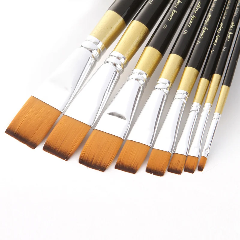 4/8pcs Flat Artist Painting Brushes Set Nylon Hair for Watercolor Acrylic Oil Gouache Painting for Students Painters Beginners