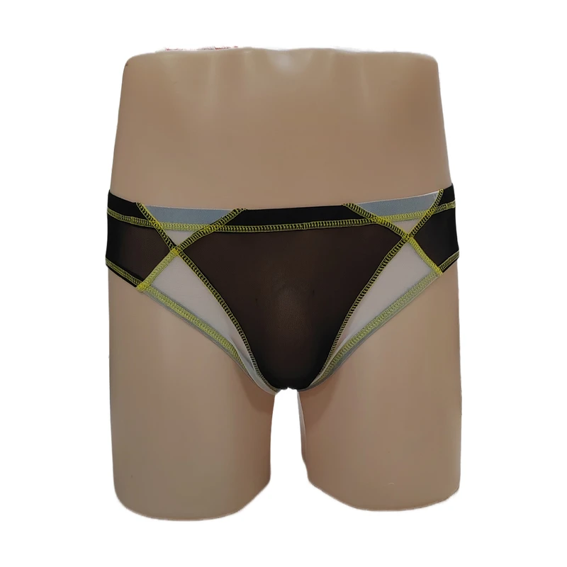 New Men's Triangle Underwear Color Contrast Patchwork Mesh Micro Transparent Sexy Fashion Couple Men's Triangle Underwear